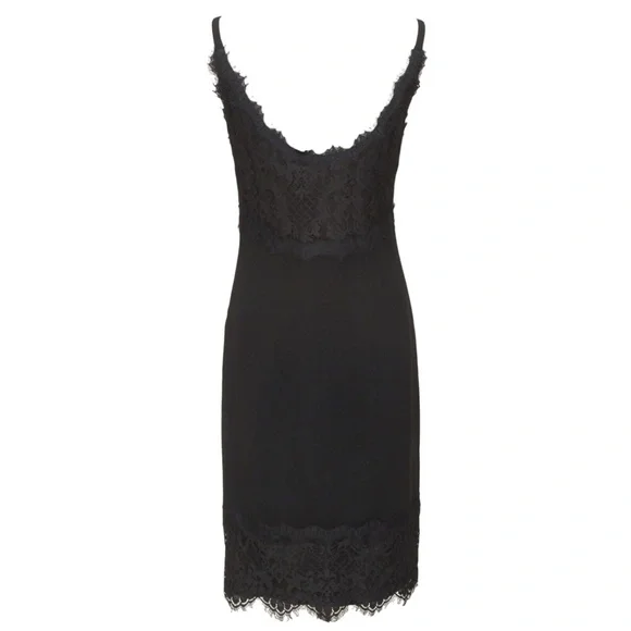 DIANE VON FURSTENBERG Black Dress Lace Spaghetti Strap Knee Length Sz 4 - Picture 4 of 7